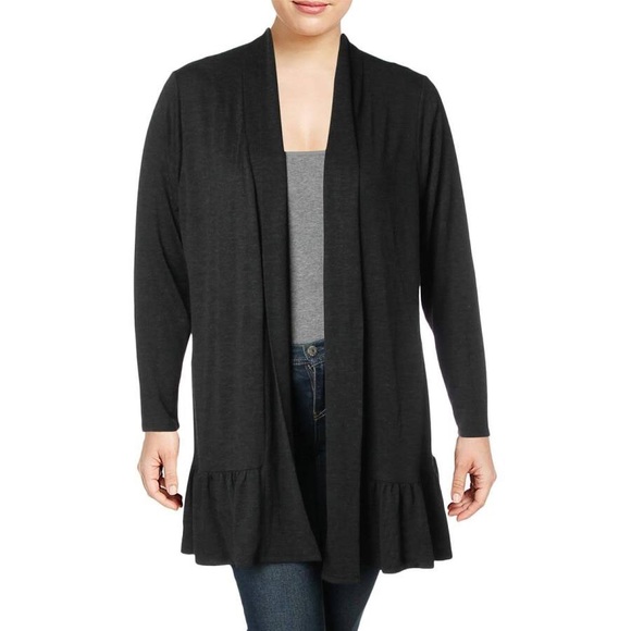 Belle by Plus Size Ruffle-Hem Long Cardigan - Picture 2 of 2